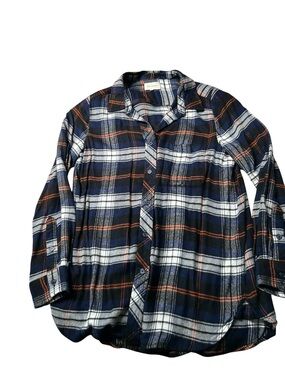 Women’s Navy Plaid Button-Up